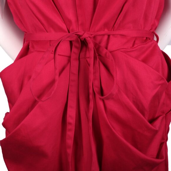 Badgley Mischka Red Strapless Dress by Mark & James Waist Bow Sequins Cotton NEW - Picture 9 of 13